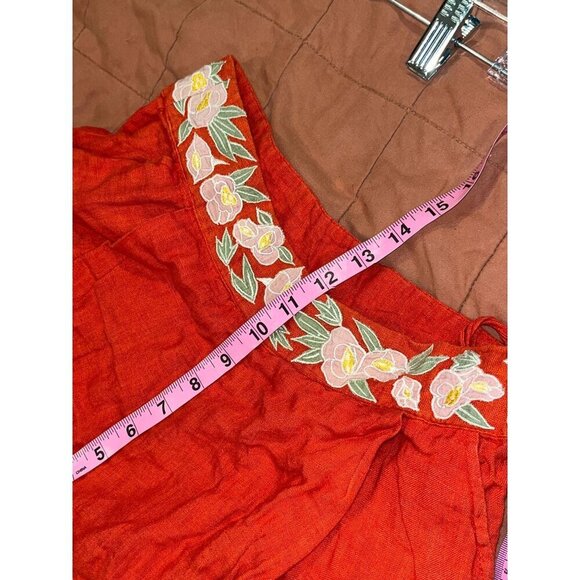 Carolina K Red Floral Embroidered High-Waisted Shorts Women's Size XS - Picture 4 of 7